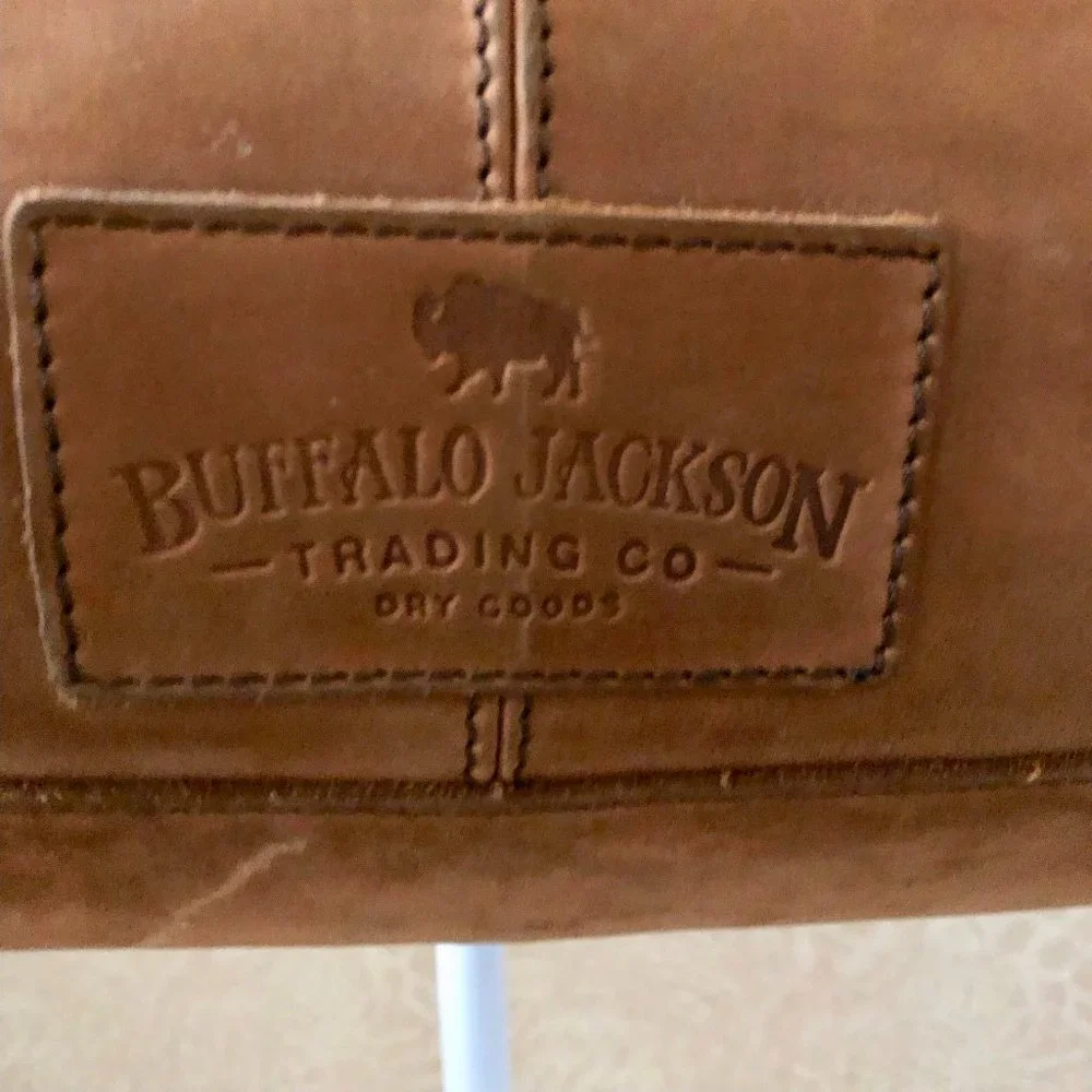 BUFFALO JACKSON TRADING CO. Denver Leather Messenger Laptop Bag Brown - Picture 7 of 14